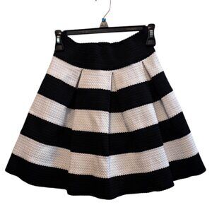 Xhiliration Structured Stretch Skirt Black&White Striped Party Cocktail- size M